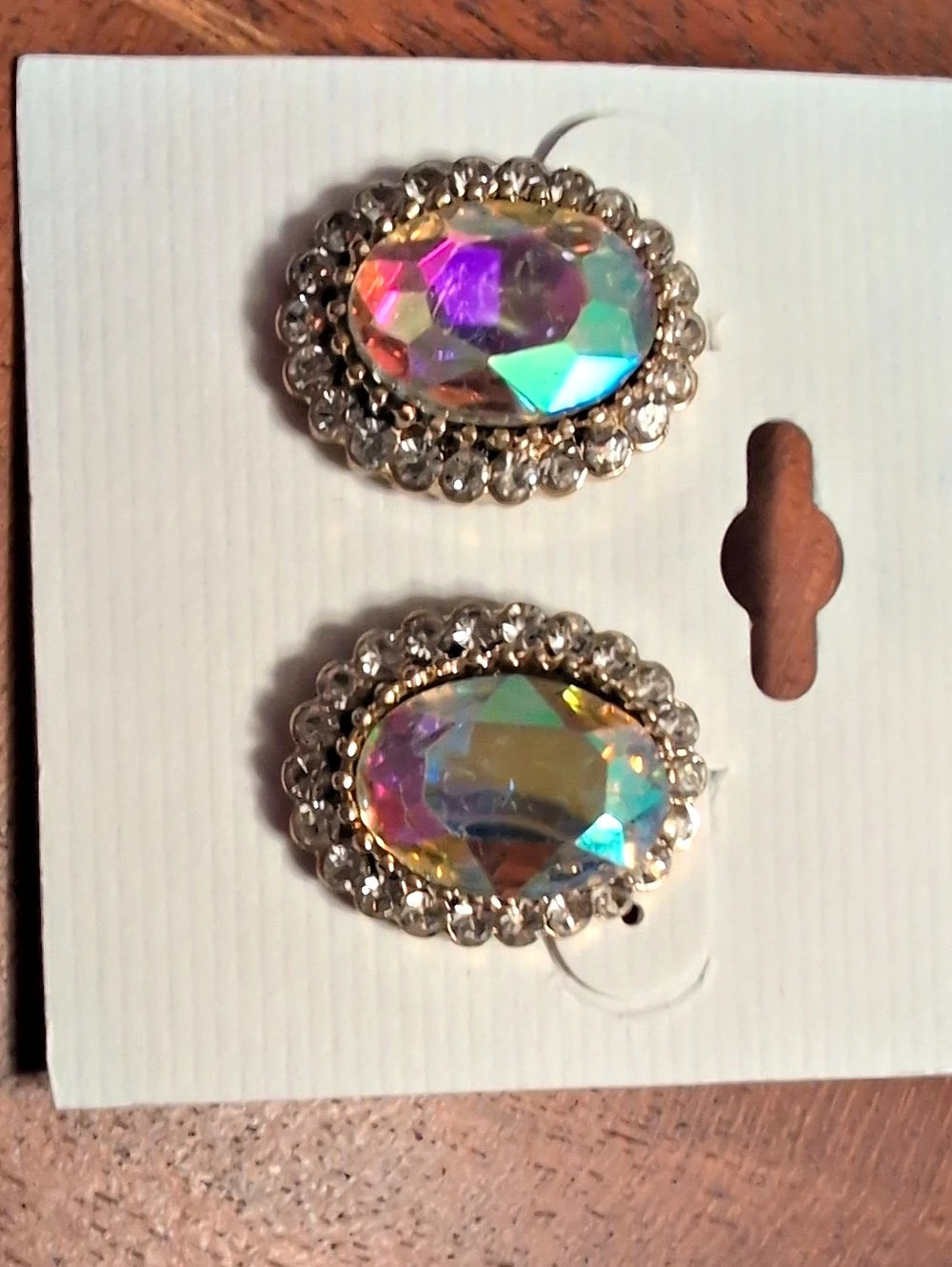 Multicolor AB Rhinestone Statement Earrings - Picture 4 of 8